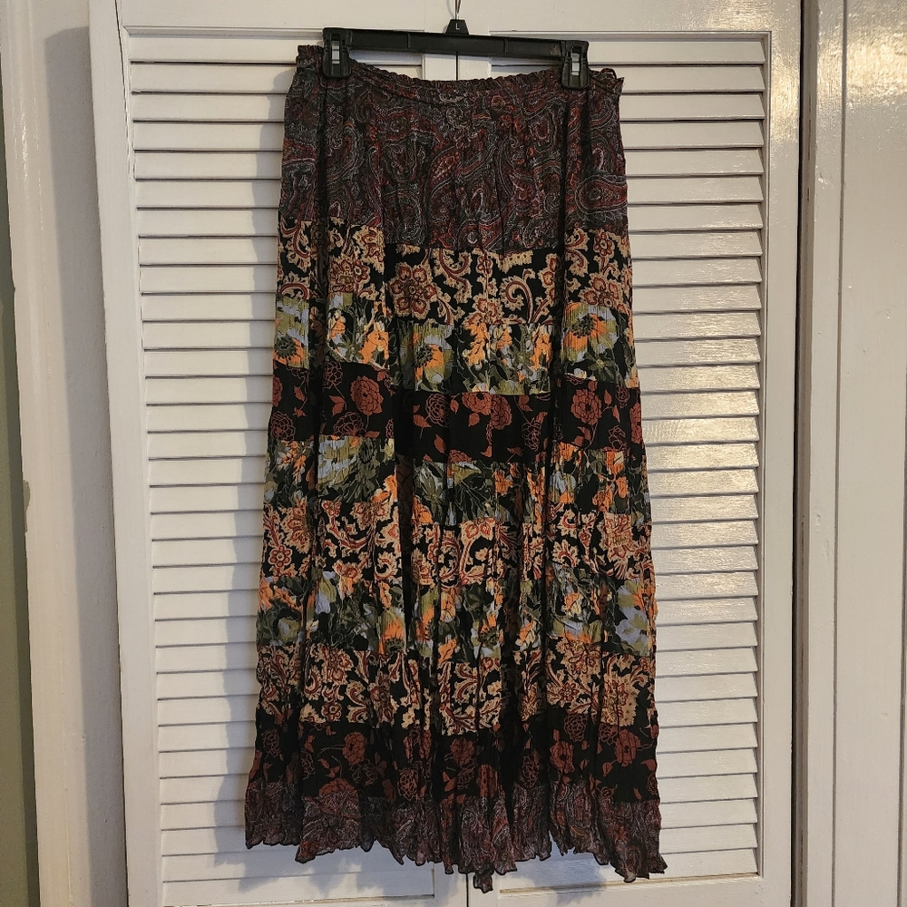 Coldwater Creek Boho Hippy Maxi Floral Skirt Size L